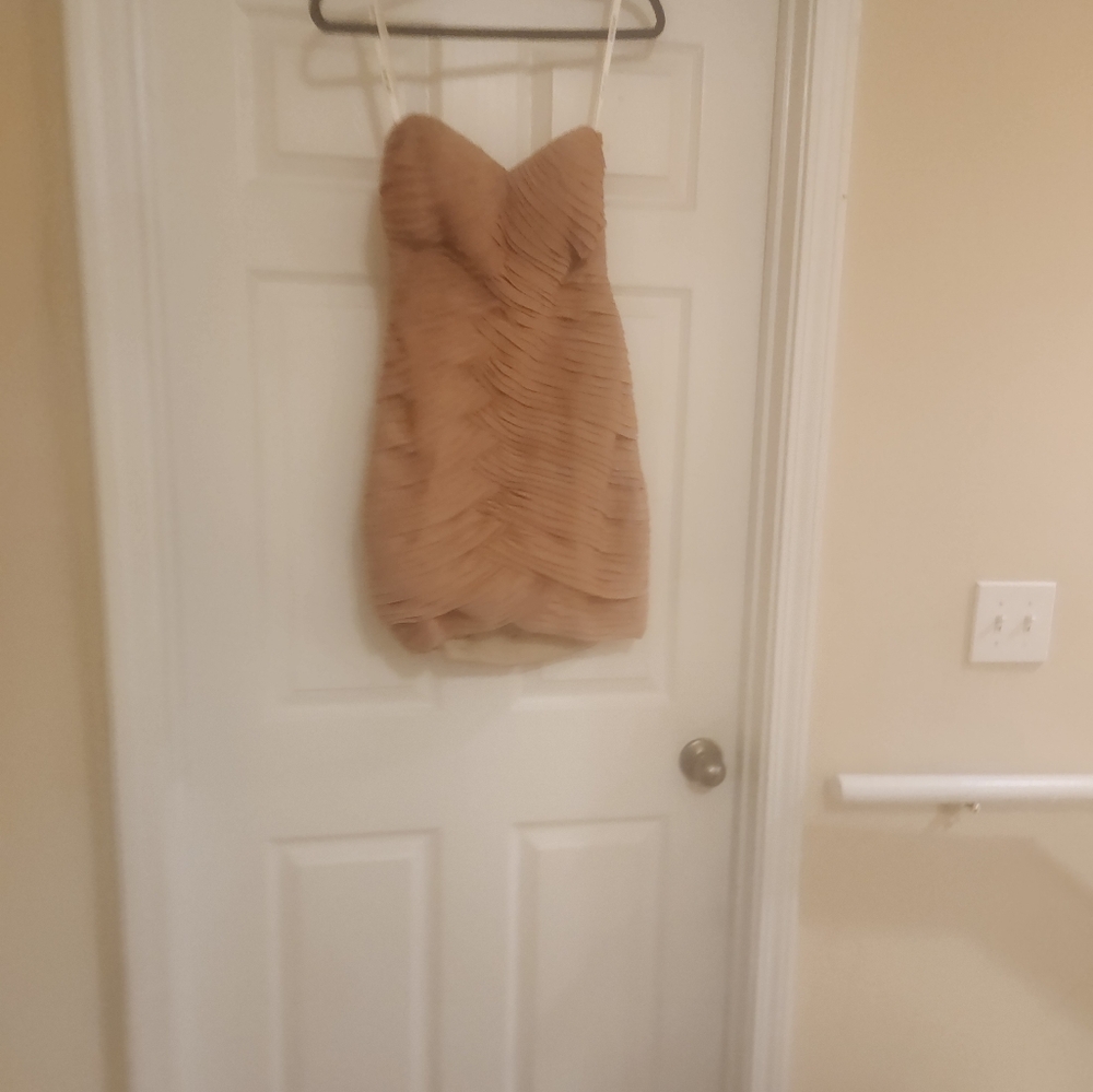 Bari Jay beige/ tan strapless dress in size 4